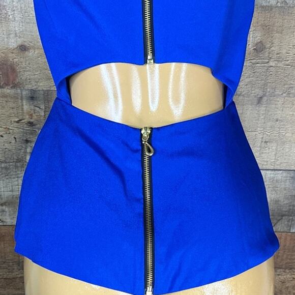 Naven Arthur Cut Out Sleeveless Cap Sleeve Zipper Back Blouse Blue Size 6 - Picture 7 of 10